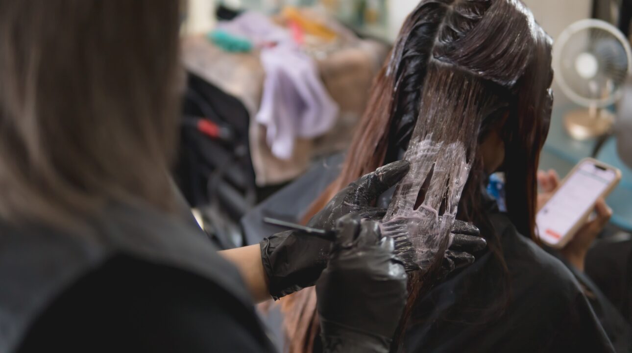 Home Services In Dubai 15 Hair coloring in a beauty salon, Asian women hair coloring in beauty salon.